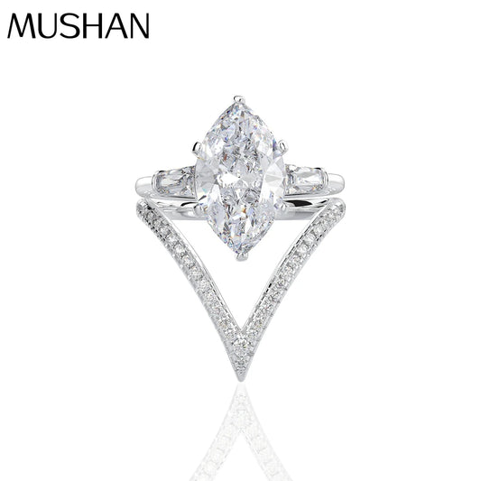 MuShan Jewelry Factory New Set of Jewelry 8*14 High Carbon Diamond 6 Carat Horse Eye Ring With Personality