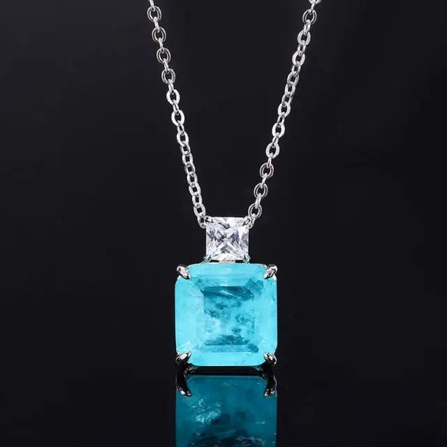 S&S Paraiba Blue Zircon 925 Silver Jewellery Set | Pendant Necklace & Earrings | S&S Collection