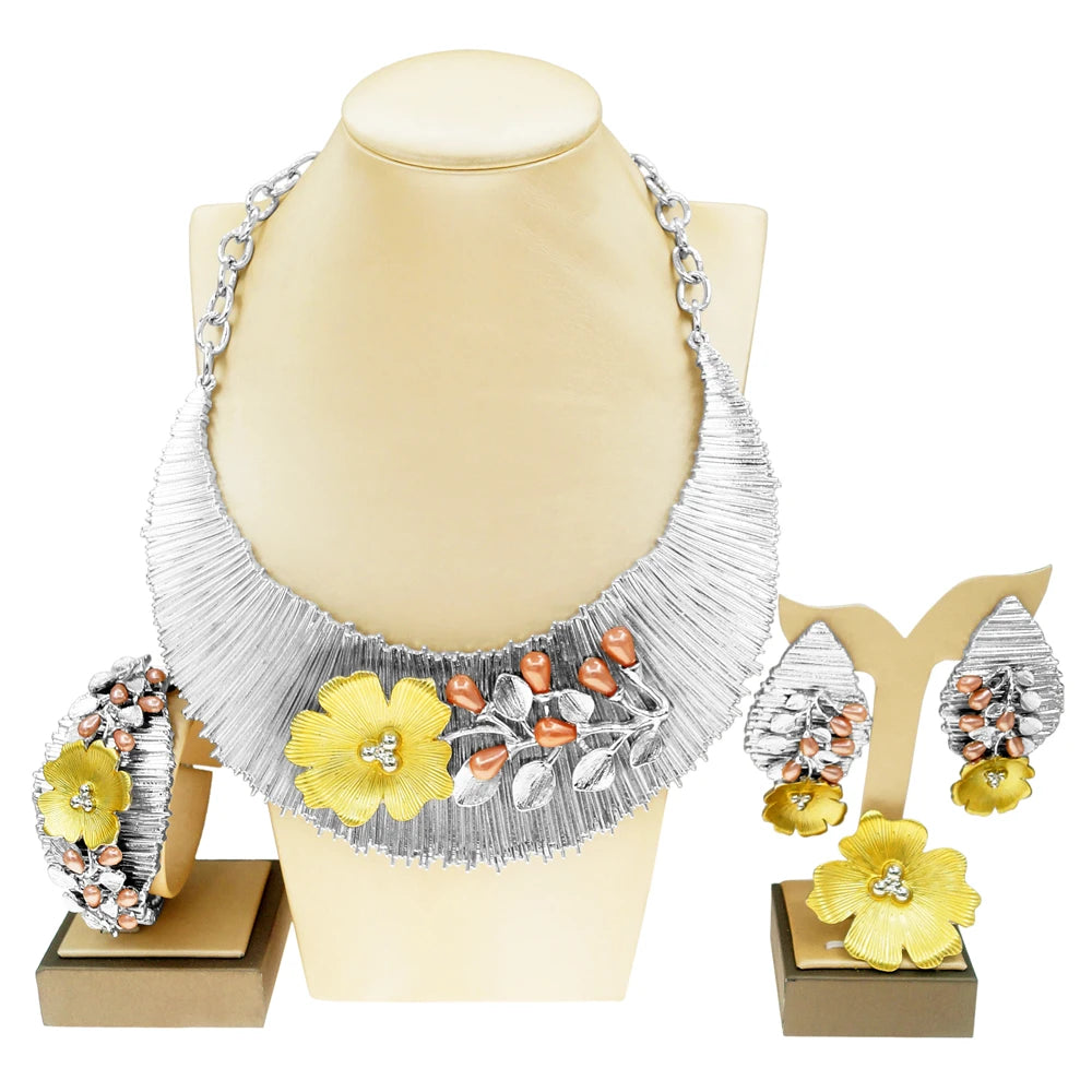 Zhuerrui Women Necklace Earing Bracelet Sets Pink Pearl Africa Nigeria Jewelry Set Italian Gold Plated Non Tarnishing Set H00499