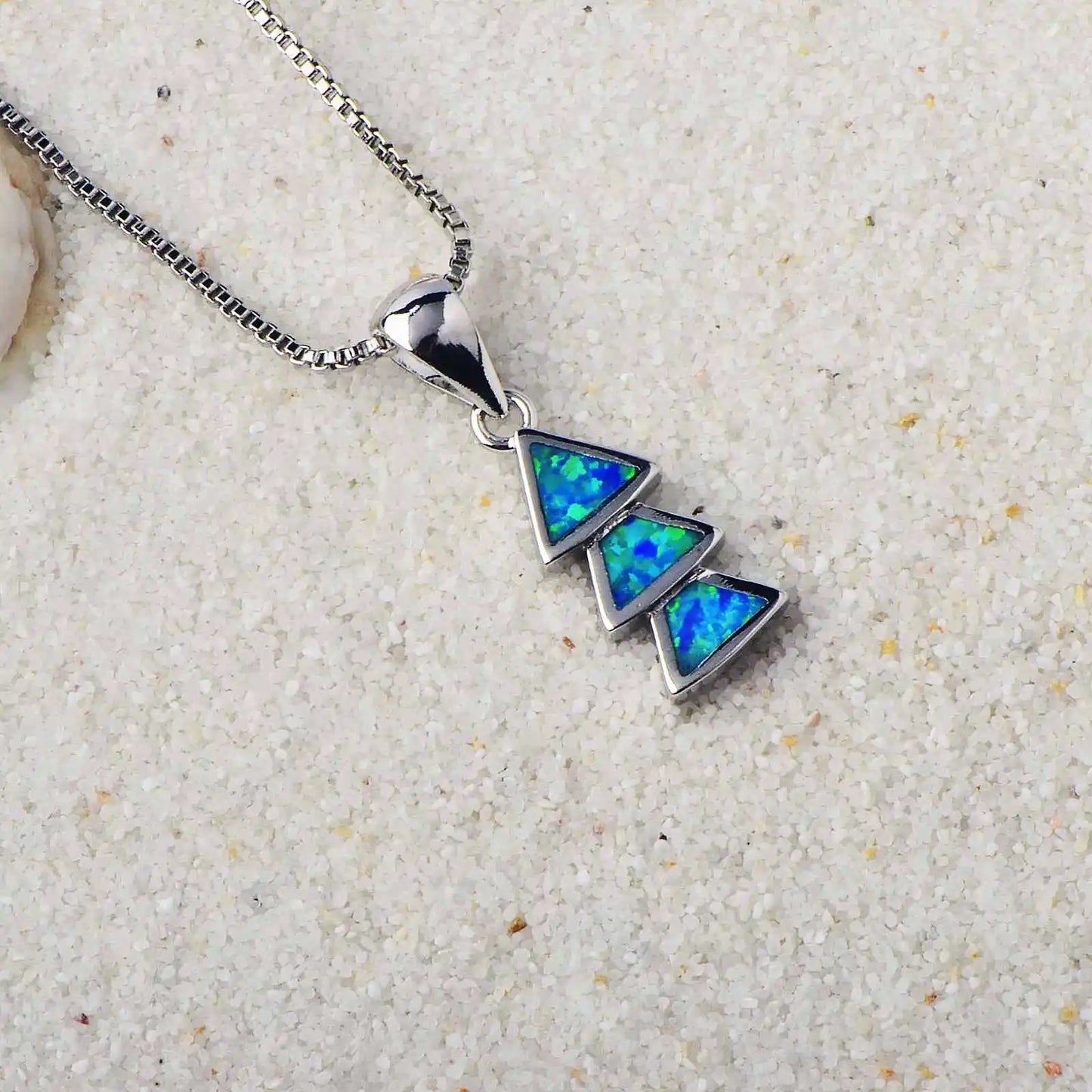 Vintage Opal Heart Pendant Necklace Gold Plated Copper Alloy Box Chain Daily Wear Jewelry for Women Aobao