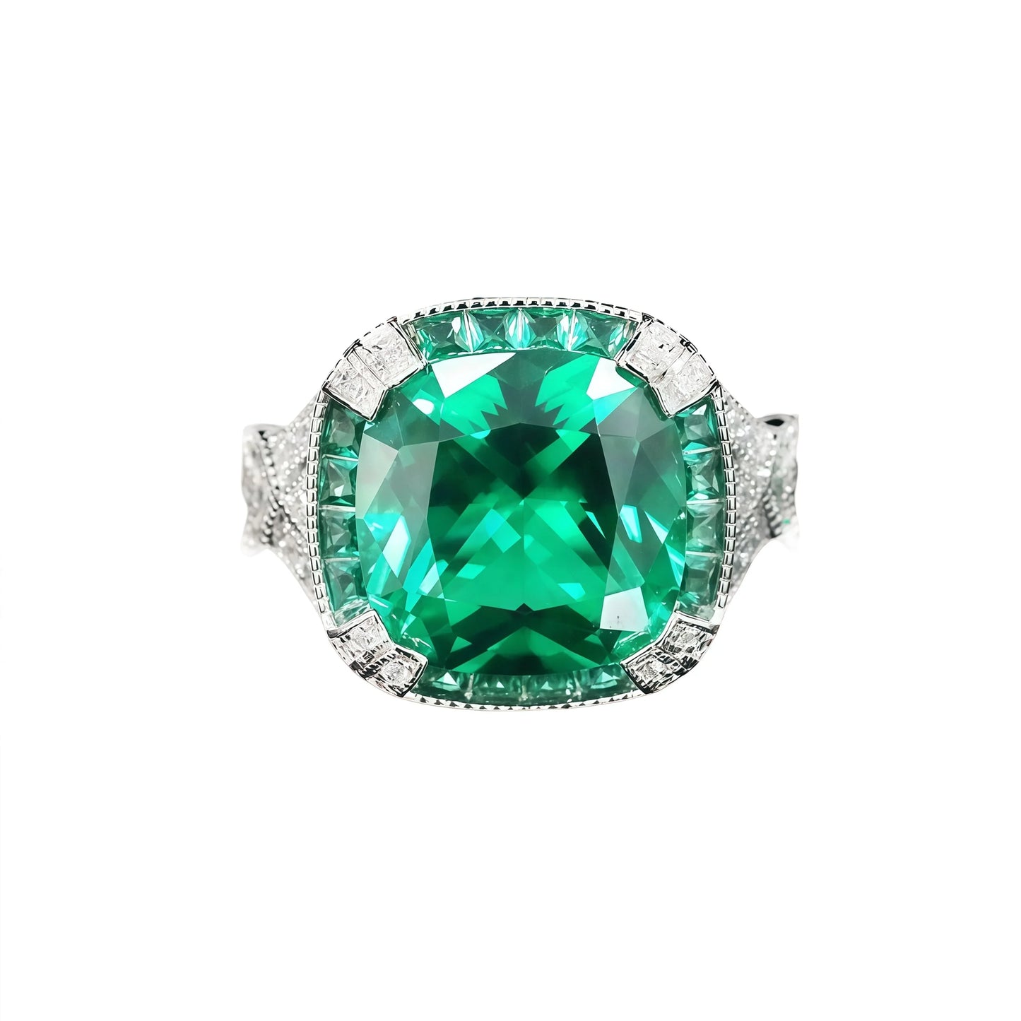 MUSHAN Jewelry Factory's 925 Sterling Silver Wedding Bands High Carbon Diamond Green Musa Ring for Women for Parties