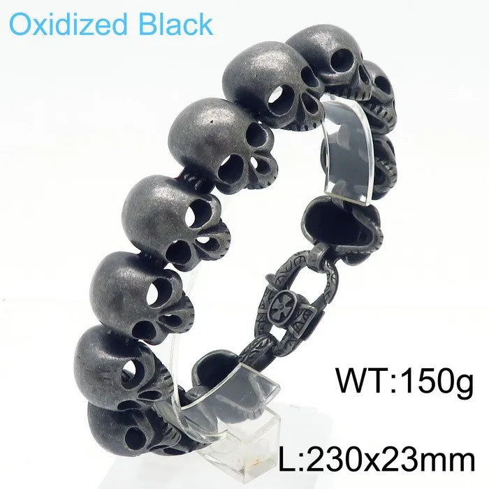 KALEN Hot-selling Jewelry Silver/black/Gold Fashion Bracelets Stainless Steel Punk Skull Links Bracelet for Men