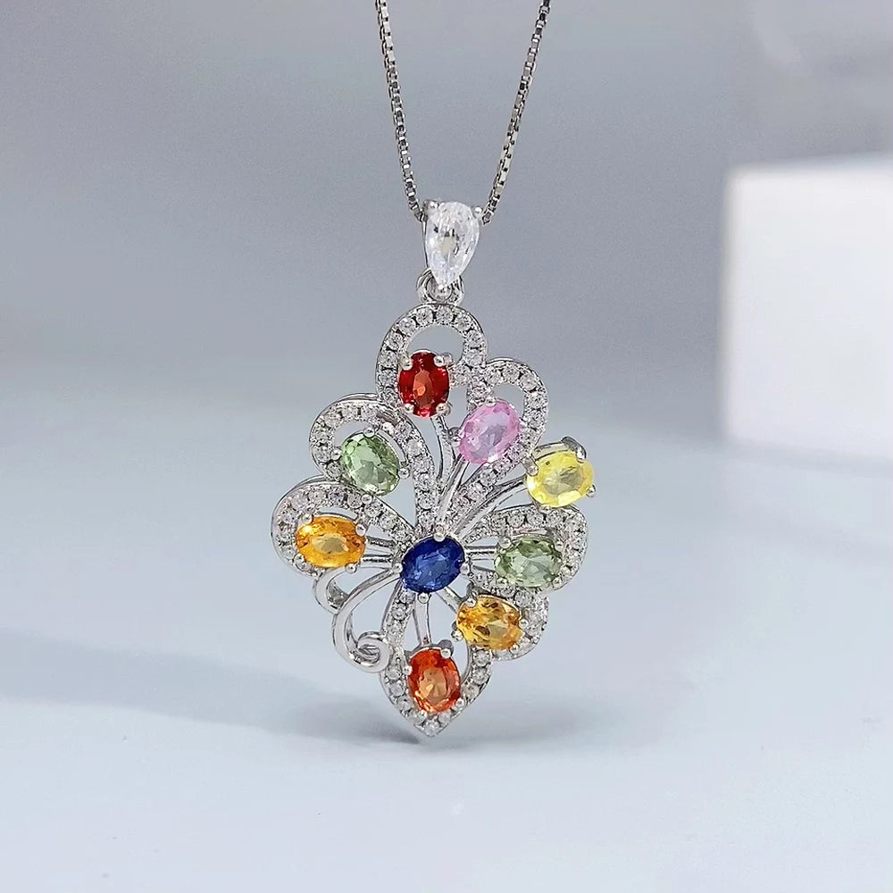 Gioiellieri Natural Teal Sapphire Pendant S925 Silver Oval Cut September Birthstone Necklace Earth Mined Certified Rare Gemstone Jewelry