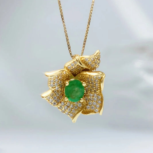 Gioiellieri Natural Emerald Jewelry with S925 Sterling Silver Pendant Necklace for Women May Birthstone Fine Jewelry Anniversary Luxury Gift