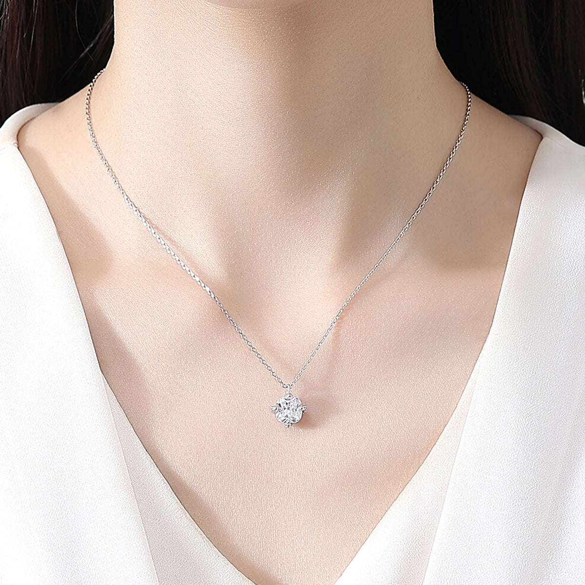 S&S Rhodium Plated Geometric Zircon Necklace & Earring Set – Collection
