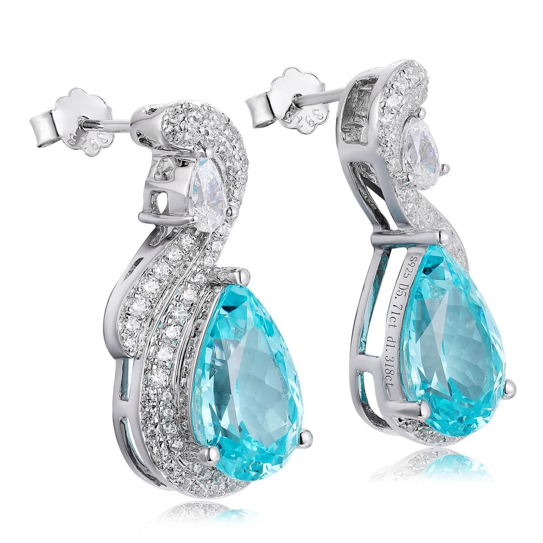 Gemfiori Anster High Quality S925 Lab Grown Paraiba Earring Stud Dainty Gemstone Stud Earrings for Women Daily Wear Gift