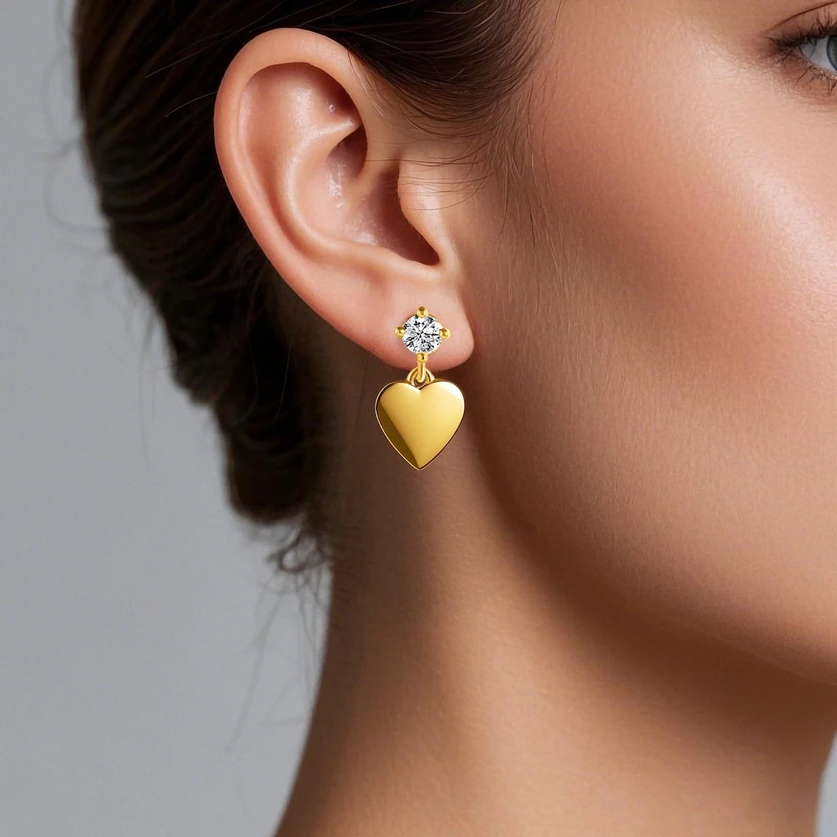 Gioiellieri Fine Jewelry Manufacturer Woman Engagement 5mm 0.5ct Moissanite Hollow 14K Gold Earrings Simple Heart Cut Earrings