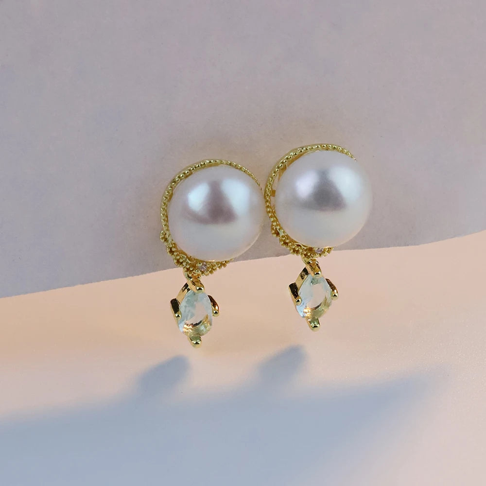 High-quality, Round, Pearl Puddles Earrings Large Natural Pearl Earrings with a Touch of Luxury and Sophistication for Women.