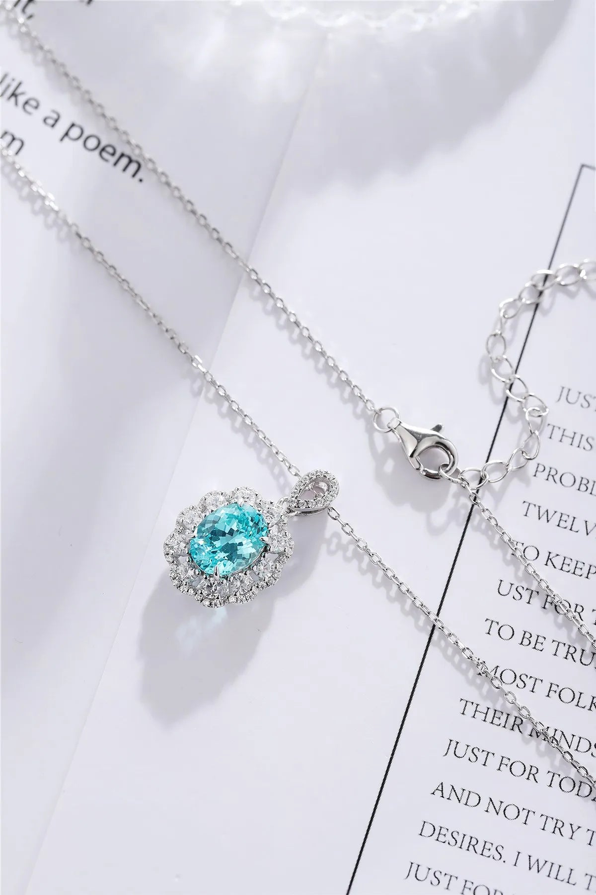 Gemfiori Anster 925 Sterling Silver High-quality Cultivated Paraiba Necklace - Suitable for Parties or As a Gift