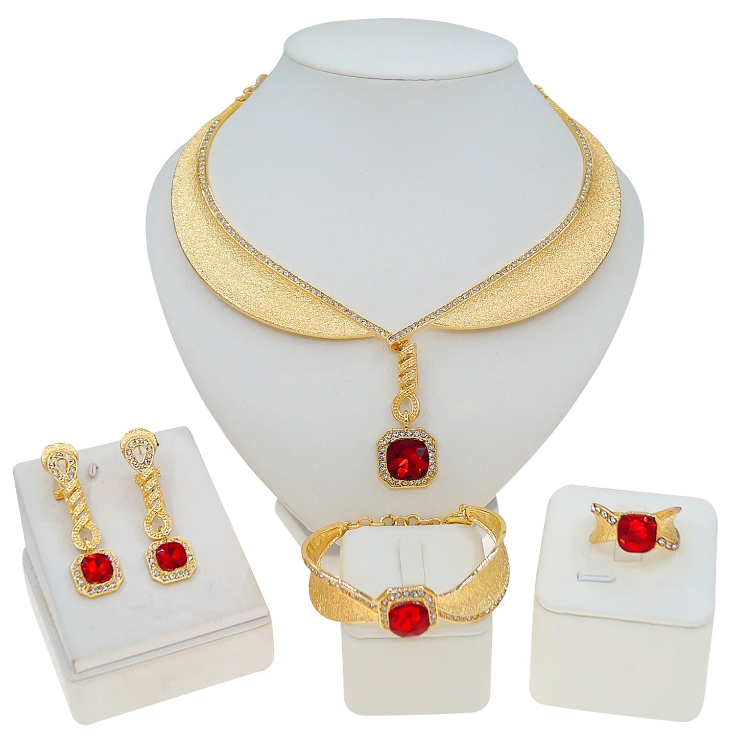 Zhuerrui New Arrival Quality Style Alloy Italian Gold Plated Copperhigh  Brazilian Pretty Gifts for Woman 4pieces Sets H00335
