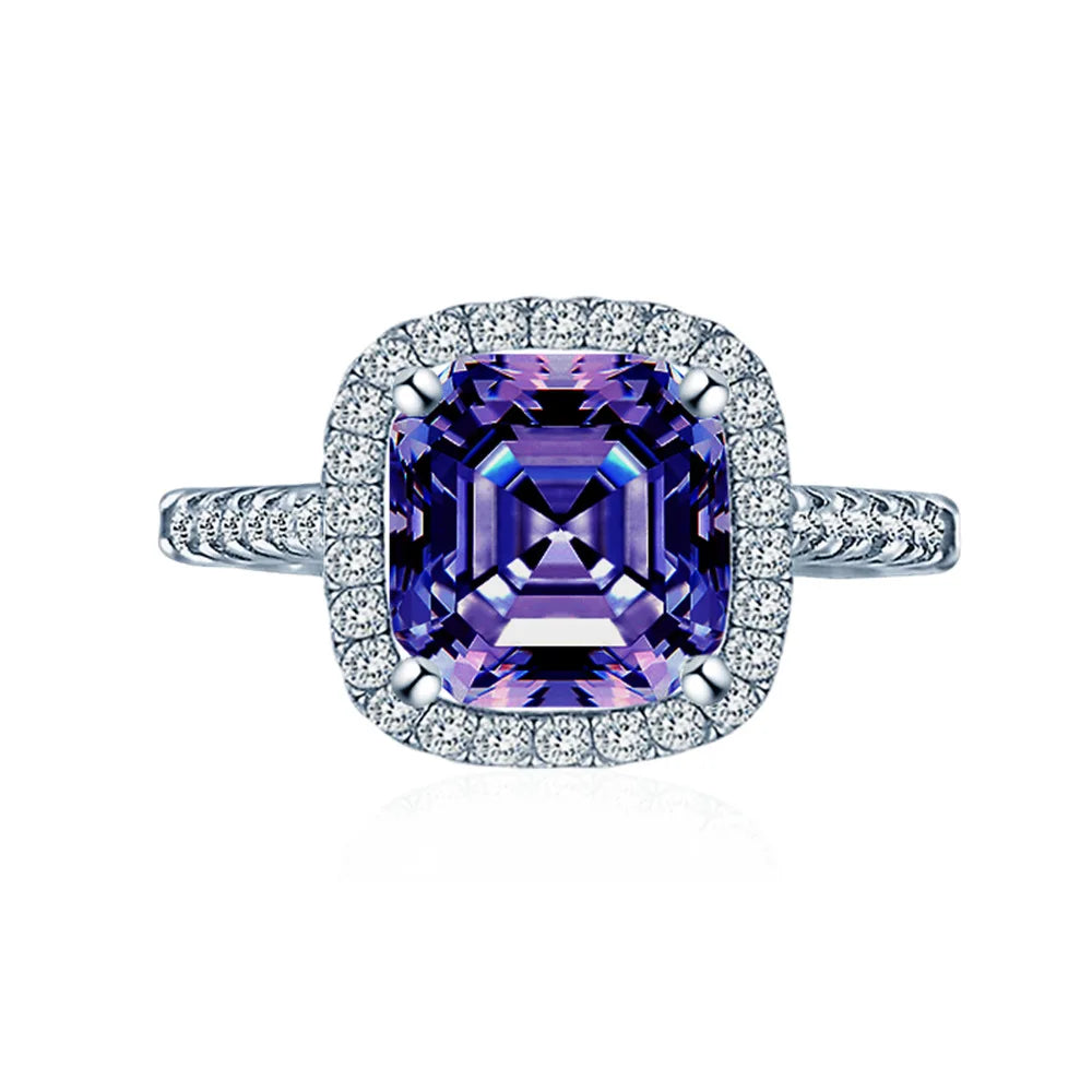 MuShan Jewelry Factory 2026 New Grape Purple High Carbon Diamond S925 Silver Ring Fashion Foreign Trade  Jewelry Wholesale