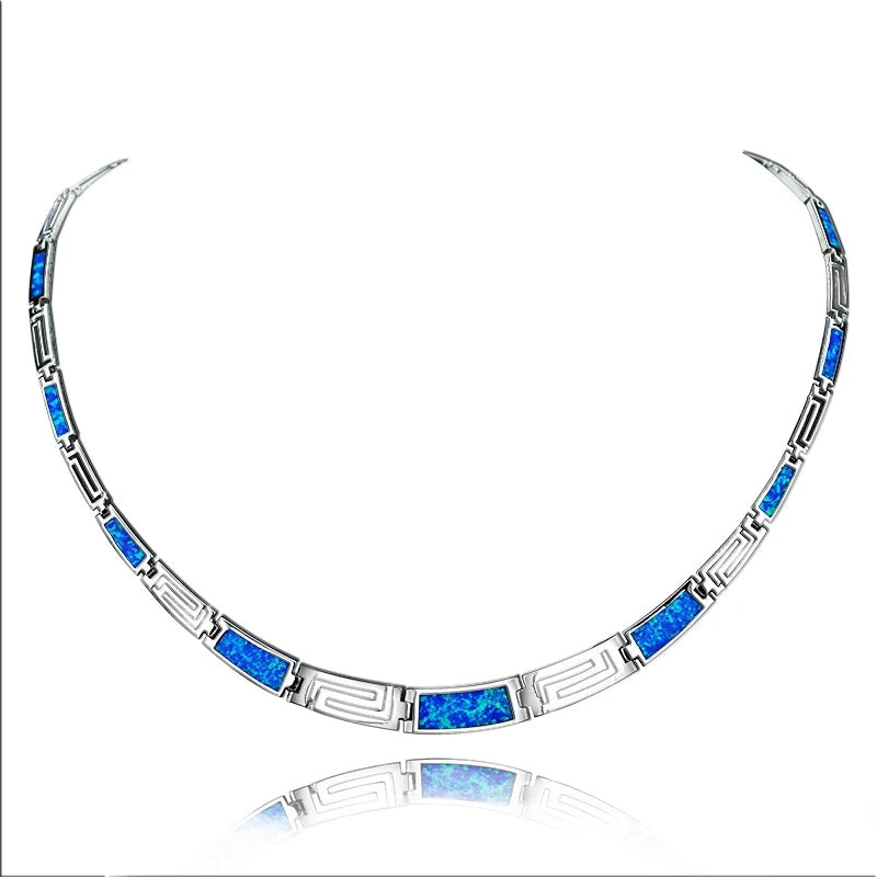 Classic Christian Flower Opal Inlaid Square Pendant Durable Copper Link Chain Minimalist Fashion Jewelry for Women