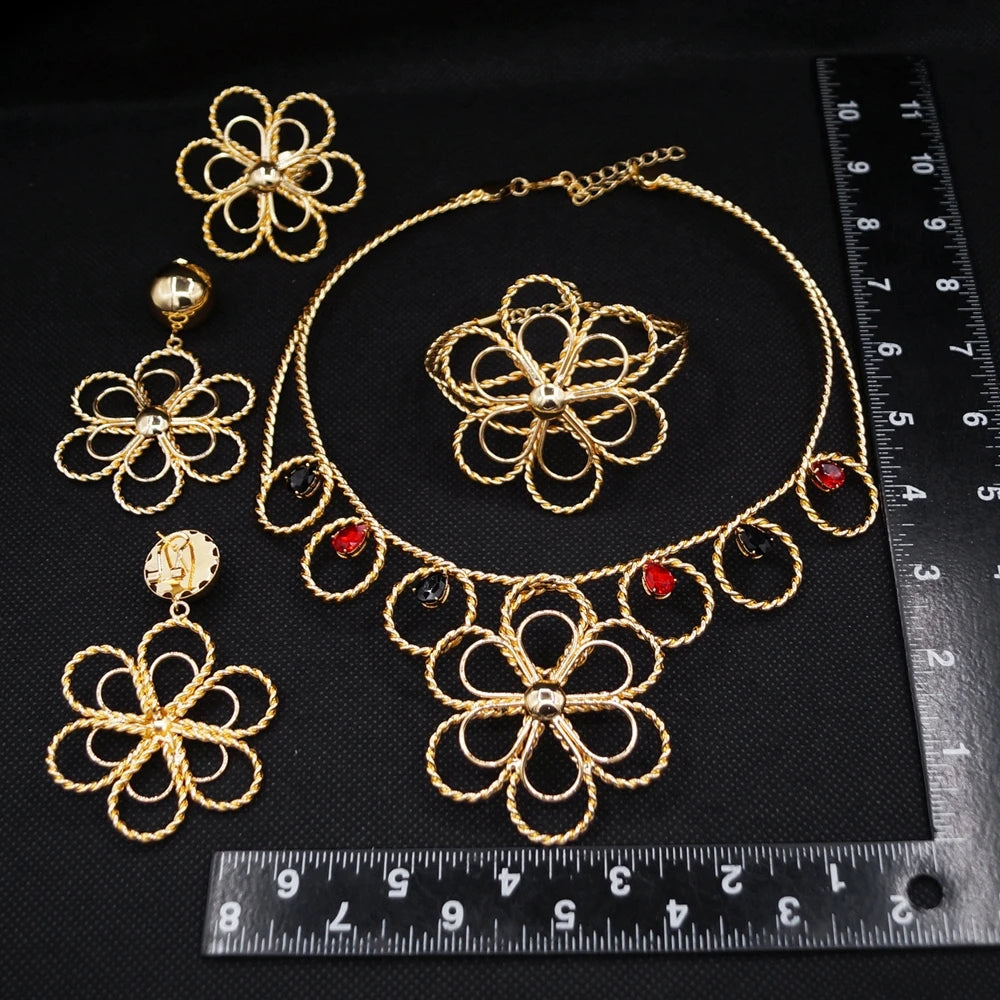 Italian Jewelry Set Alloy Brazilian Jewelry Sets Wedding Party Pendant Necklace  Earrings Jewelry Set  HK050022
