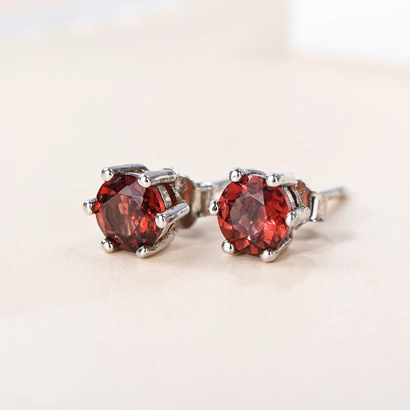 Gioiellieri Elegant Natural Garnet Stud Earrings, Gift Box Packed, Perfect Women's Day/Christmas Gift