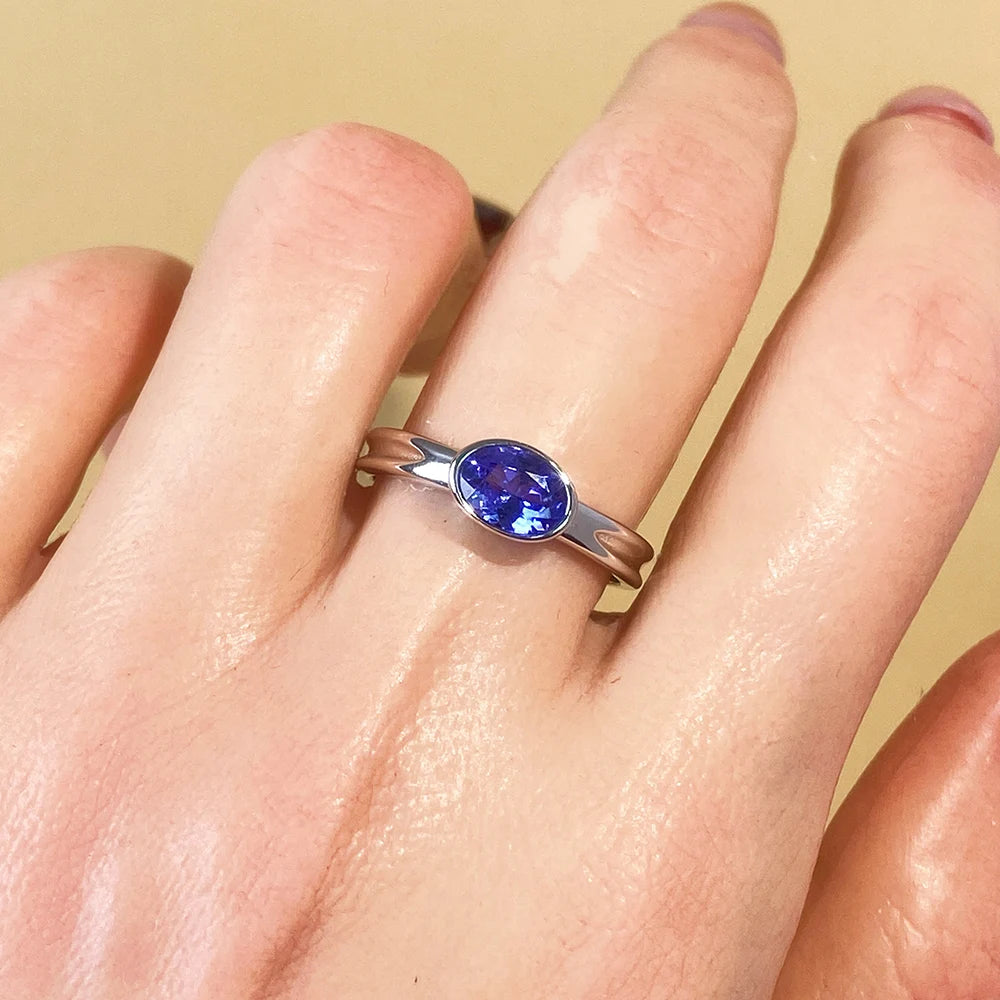 Gioiellieri Fashion Jewelry Rings Natural Tanzanite Classic Party Style for Women Low Price 925 Silver Gold Plated