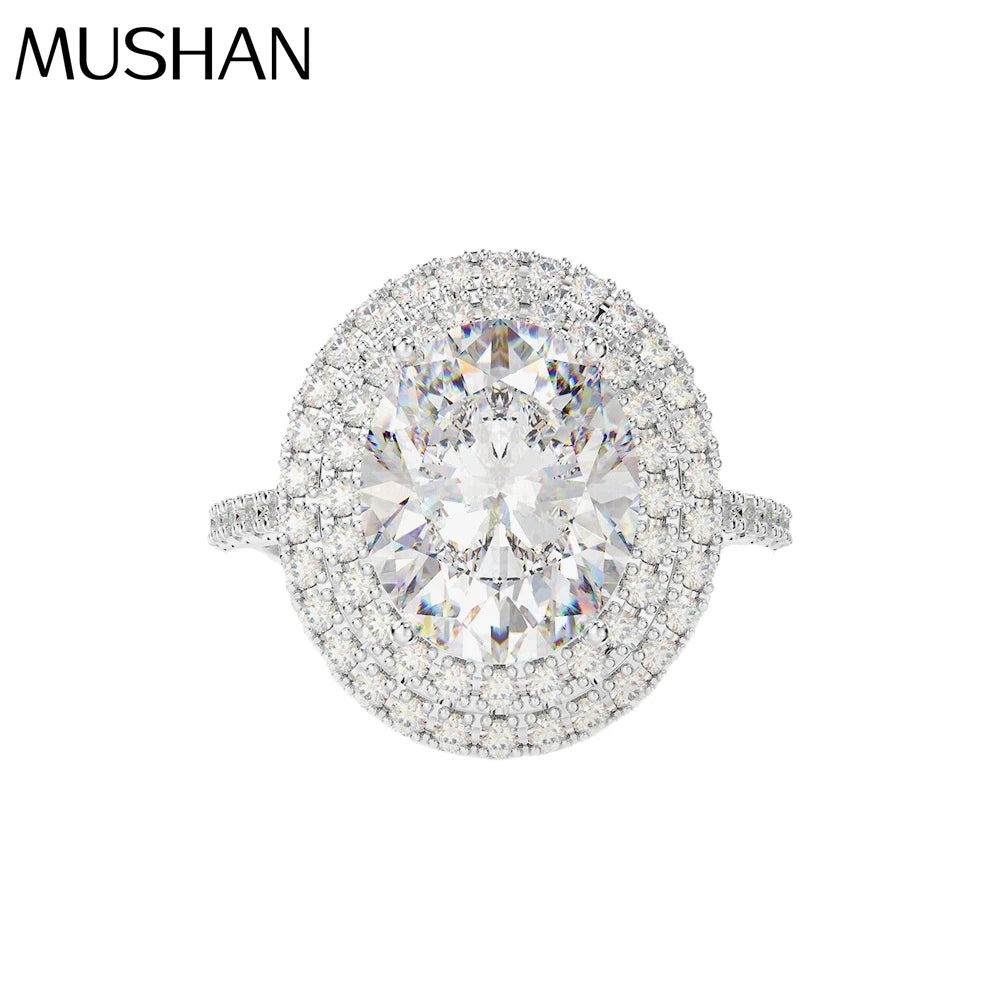 MUSHAN Jewelry Factory Cross Border Best Selling S925 Silver 3 Carat Oval Pigeon Egg 8*10 High Carbon Diamond Ring Is Luxurious