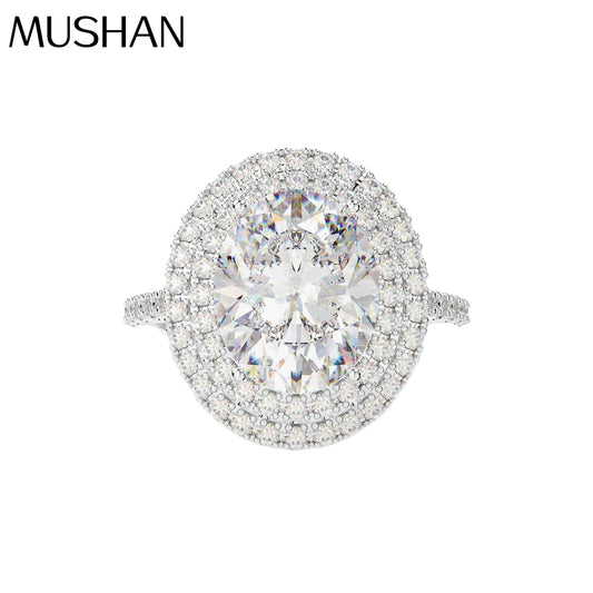 MUSHAN Jewelry Factory Cross Border Best Selling S925 Silver 3 Carat Oval Pigeon Egg 8*10 High Carbon Diamond Ring Is Luxurious