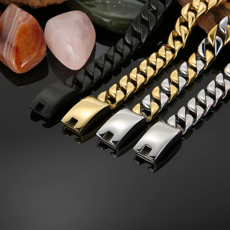 KALEN Jewelry Gold Bracelet Hand Stainless Steel Link Chain Bracelet for Men