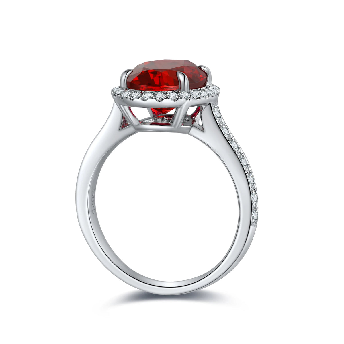 Gemfiori Trend Fashion Vintage Lab Grown Ruby Ring 925 Sterling Silver Anniversary Party Women's Ring Ruby Stone Ring