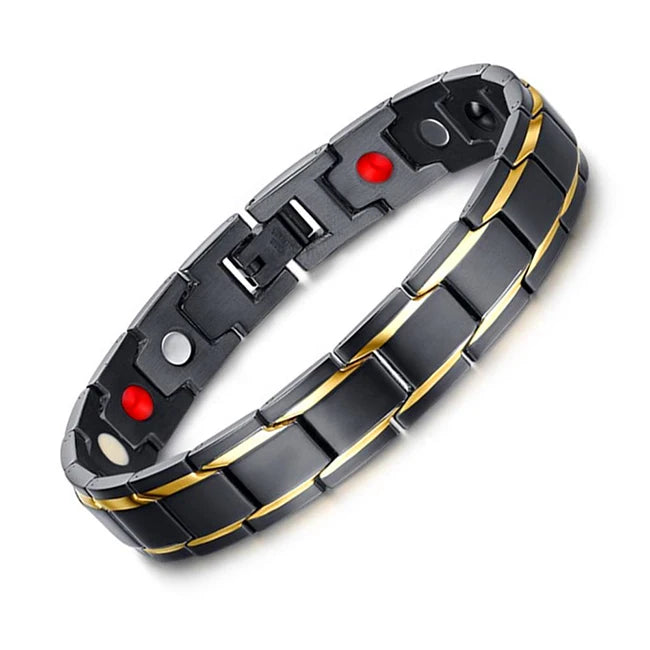 316L Stainless Steel Health Bracelet Black Gold Man's Titanium Steel Germanium Magnetic Negative Ion Woman's Bangle