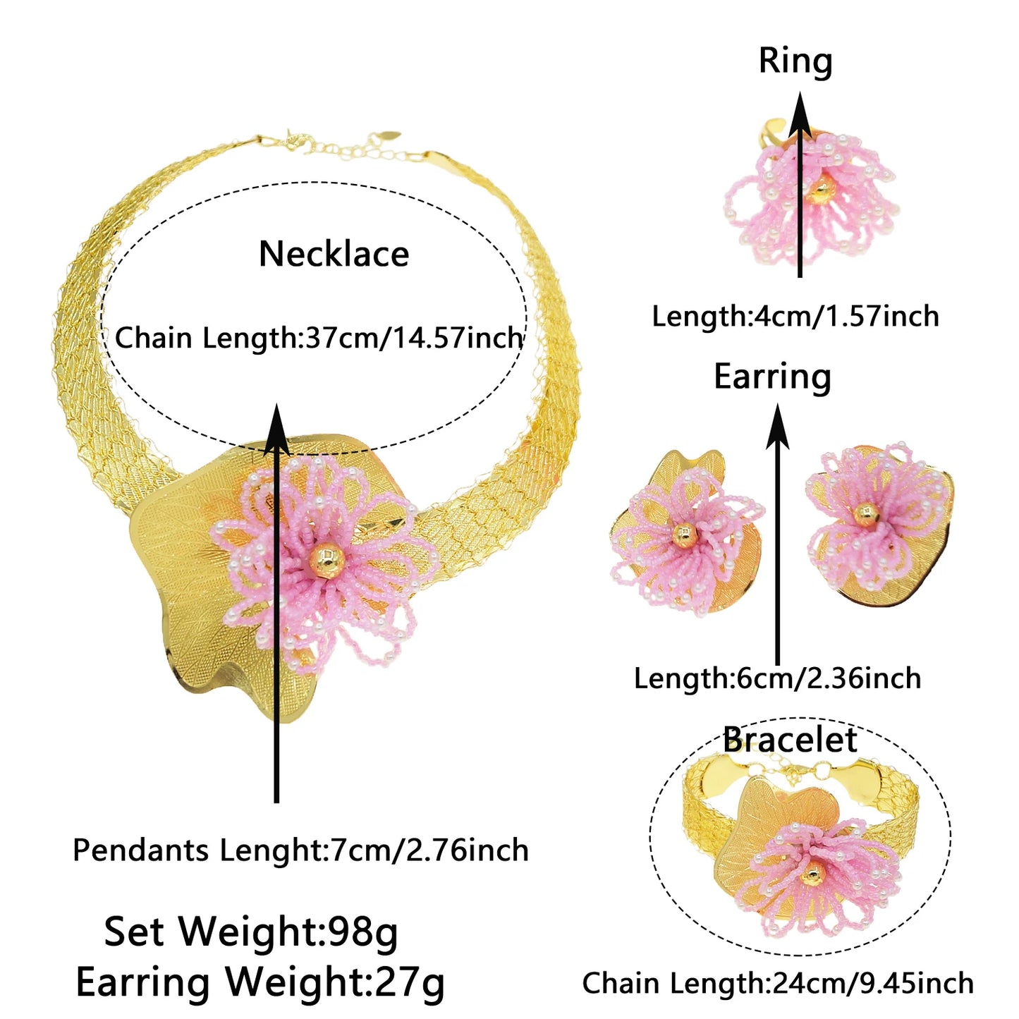 Zhuerrui Pendant Bangle Earrings Ring Chain Jewelry Set Italian Bridal Jewelry Set Women's Necklace Jewelry SetMY16535