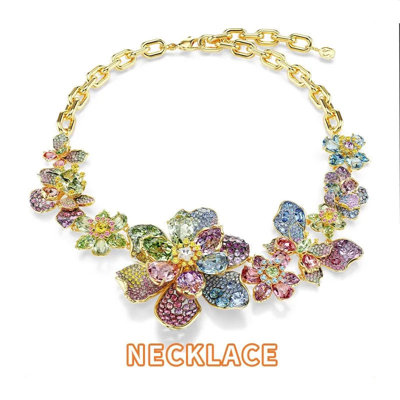XOTICA Austria Multicolored Series High-Quality Flower-Shaped Crystal Jewelry Set, Jewelry