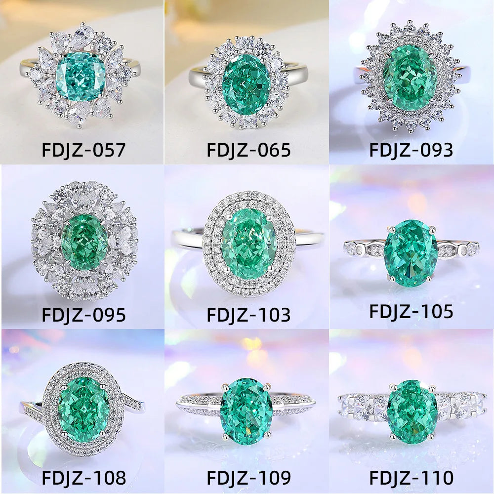 High Quality Fine Jewelry 925 Sterling Silver Green Zircon Ring for Women Gifts Emerald Luxury Women's Green Stone Ring Jewelry