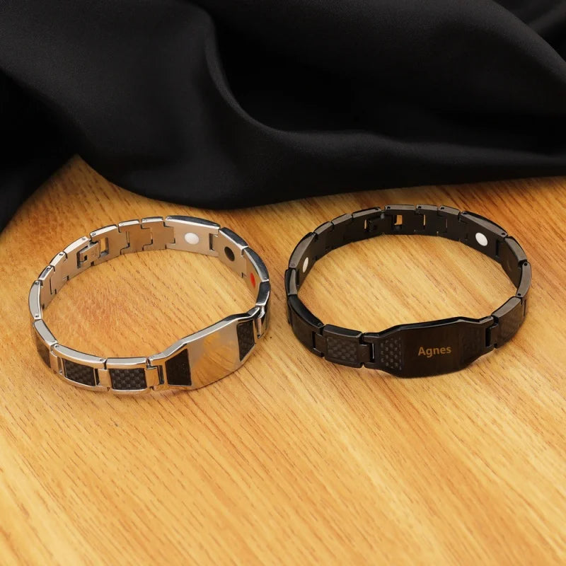 Wholesale Therapy Energy Cuff Men Germanium Magnetic Bracelet Japanese Bio Stainless Steel Health for Man Hologram Bracelets