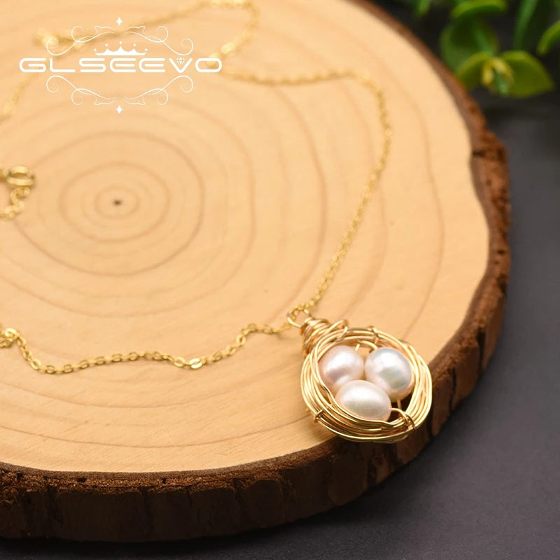 925 Sterling Silver Choker Necklace Natural Freshwater Pearl Flower  Pendant Necklace for Women Fashion Jewelry