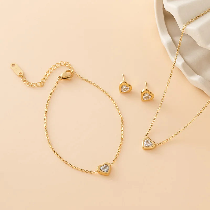 Zircon Chain Link Bracelet | Bezel-Set Stainless Steel Luxury Fashion Bracelet