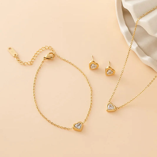 Zircon Chain Link Bracelet | Bezel-Set Stainless Steel Luxury Fashion Bracelet