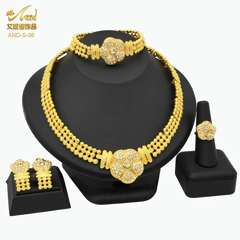 Gold Heart Bridal Jewellery Set | Necklace, Bracelet, Earrings & Ring | 24 Style Options