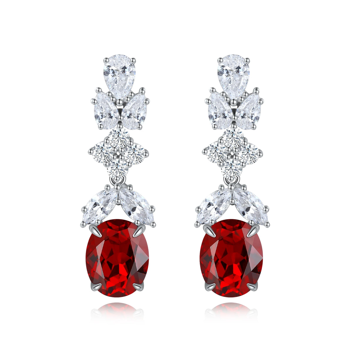 ArtistA Lab Gemstone Jewelry Ruby Gems Ear Drop Silver Jewelry Women Sterling Silver 925 Earrings