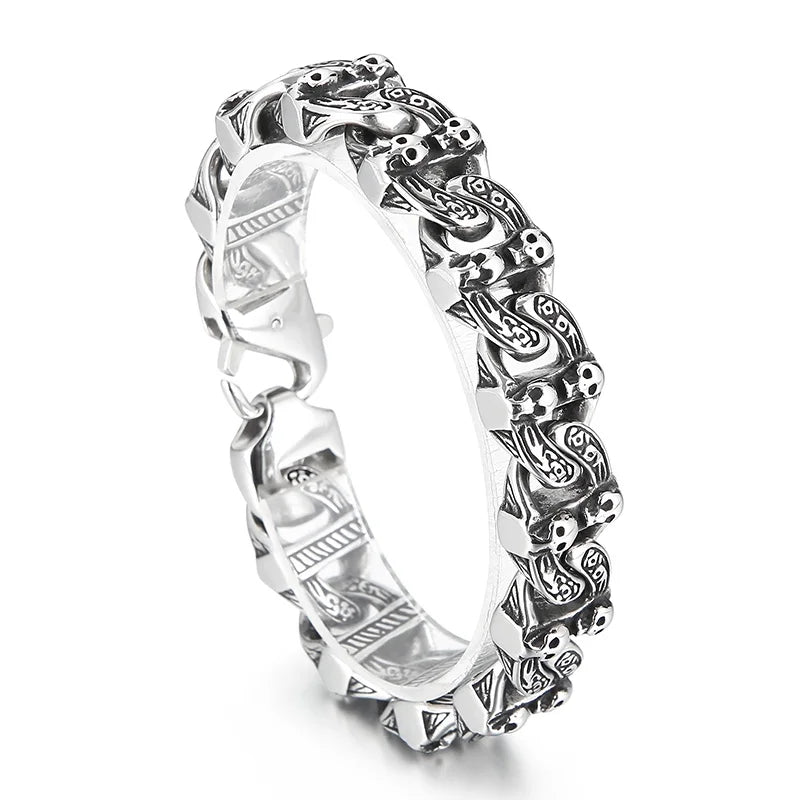 KALEN Punk Skull Charms Links Bracelet – Silver