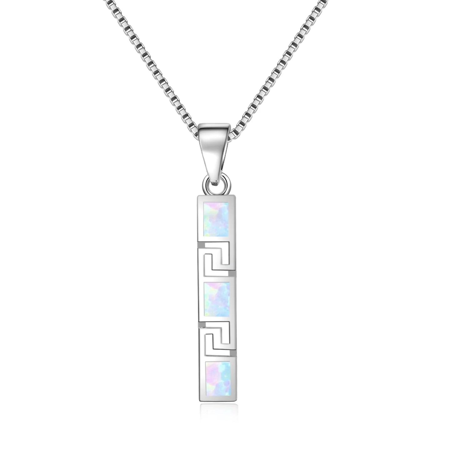 Geometric Copper Opal Box Chain Silver Plated Christian Minimalist Lariat Necklace Aobao Trendy Gift