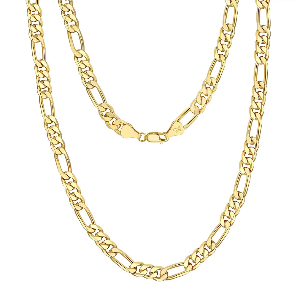 BiG-BOSS Mother-Child Figaro Chain S925 Sterling Silver Electroplated Unisex Necklace Pendant Hot-Selling Factory Direct