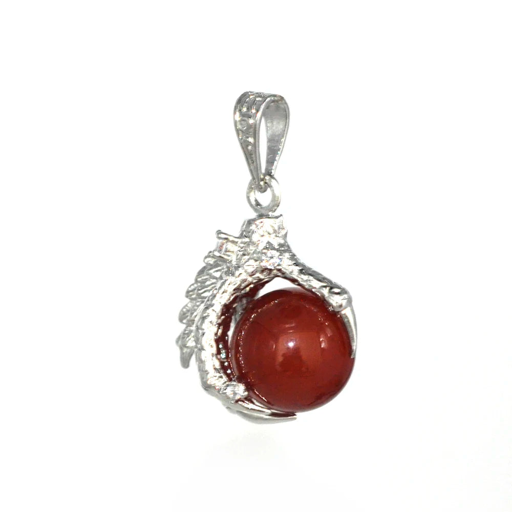 REDheart Womens Dragon Claw Pendant Necklaces Natural Gem Stone Beads 16mm Ball Crystal Quartz Women Men Yoga Gothic Jewelry