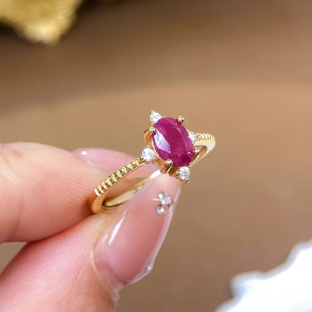 Gioiellieri Natural Ruby Fine Jewelry Ring 925 Sterling Silver Fashion Jewelry Rings for Ladies Low Cost Daily Casual Ornament