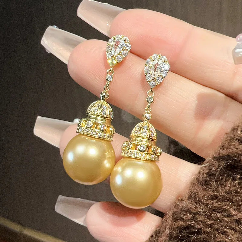 Gemfiori 2025 New Hot Selling Fashion Jewelry Copper Bottom Gold Plated Inlaid with Gold Pearl Charm Tassel Set