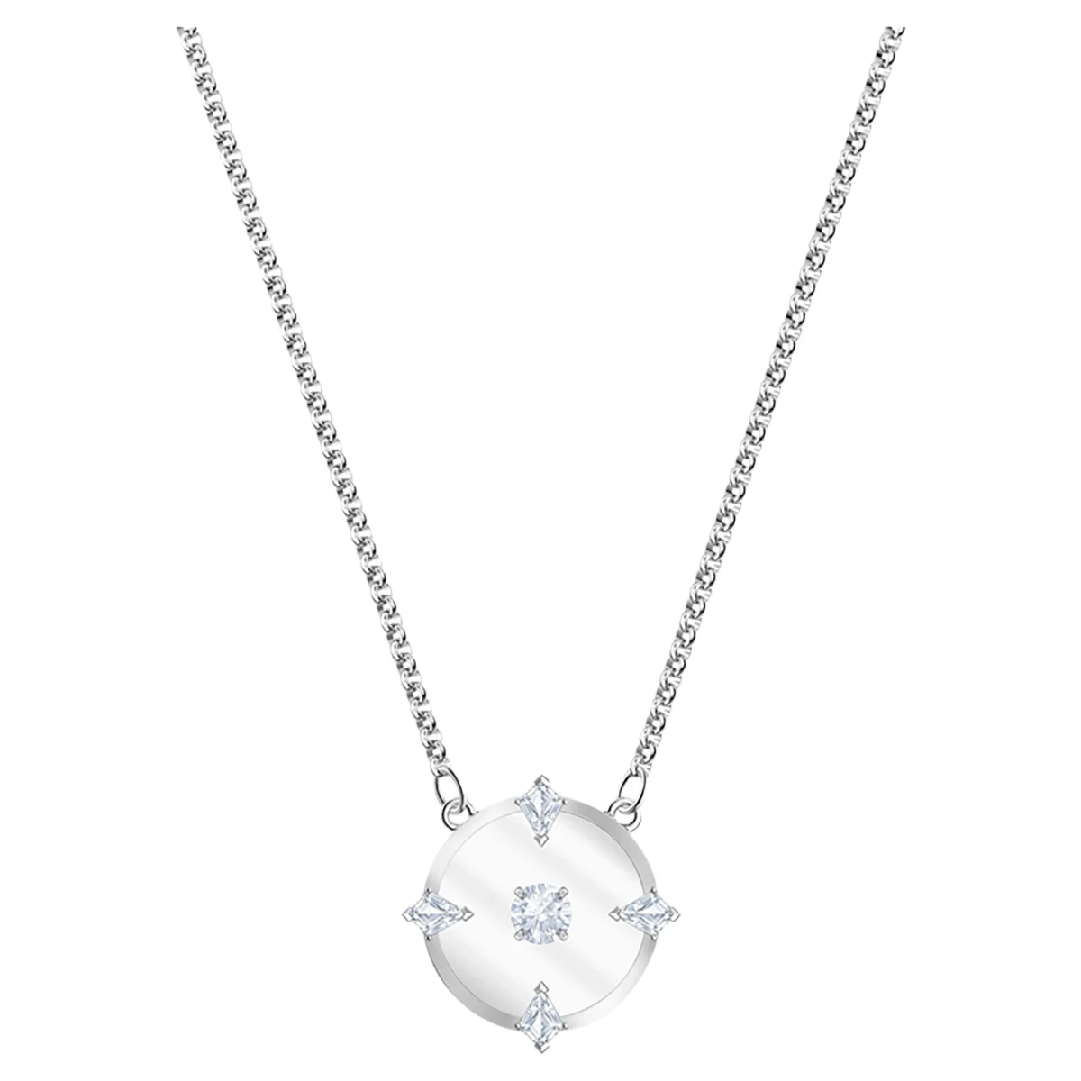 S&S Women Classic Copper Circle Crystal Zircon Pendant Necklace Silver Rose Gold Plated Sparkling Cubic Zirconia Dainty Chain Party