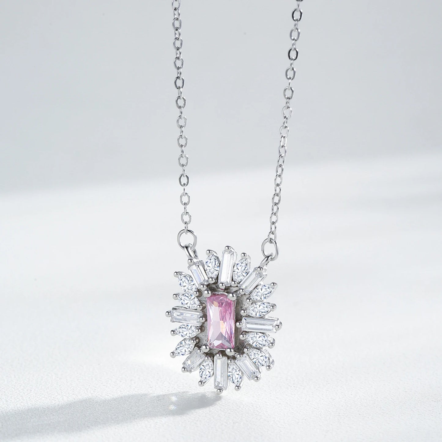 Alimay S925 Pure Sterling Silver Pink Square Sunflower Zircon Earrings Small and High End, Exquisite Full Diamond Ear Jewelry