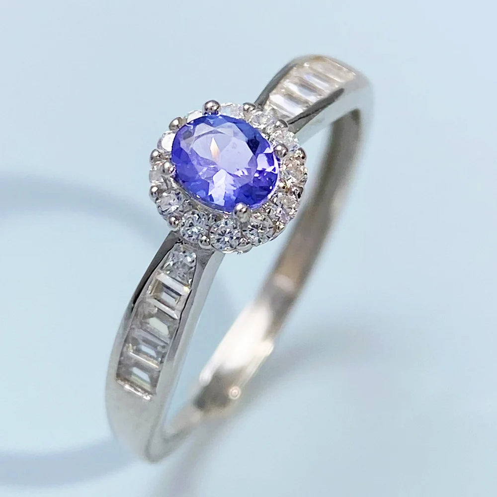 Low Price Natural Tanzanite S925 Silver Ring for Women Luxury Genuine Blue Gemstone Jewelry December Birthstone Party