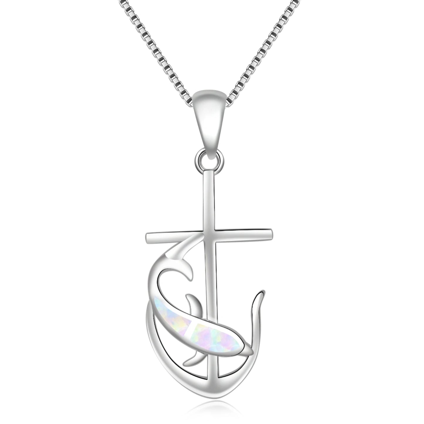 TikTok INS Wind Hawaii Beach Explosion Brass Opal Anchor Dolphin Necklace Cute Style Children's Wholesale Inlaid Charms