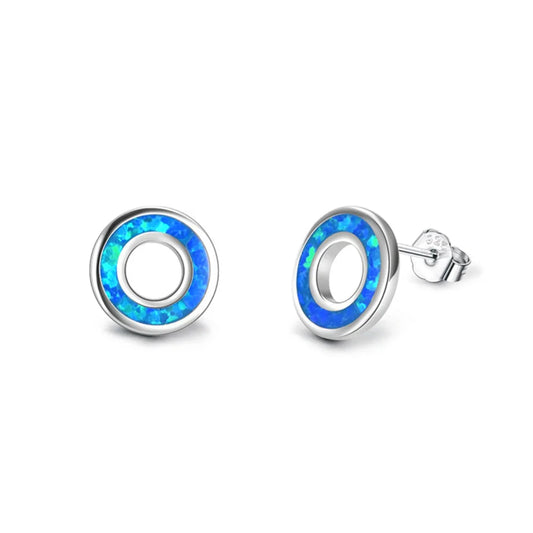 Hawaiian Style Blue Opal Geometric Stud Brass Silver Plated Bohemian Christian Women's Jewelry-TikTok Instagram Top Seller