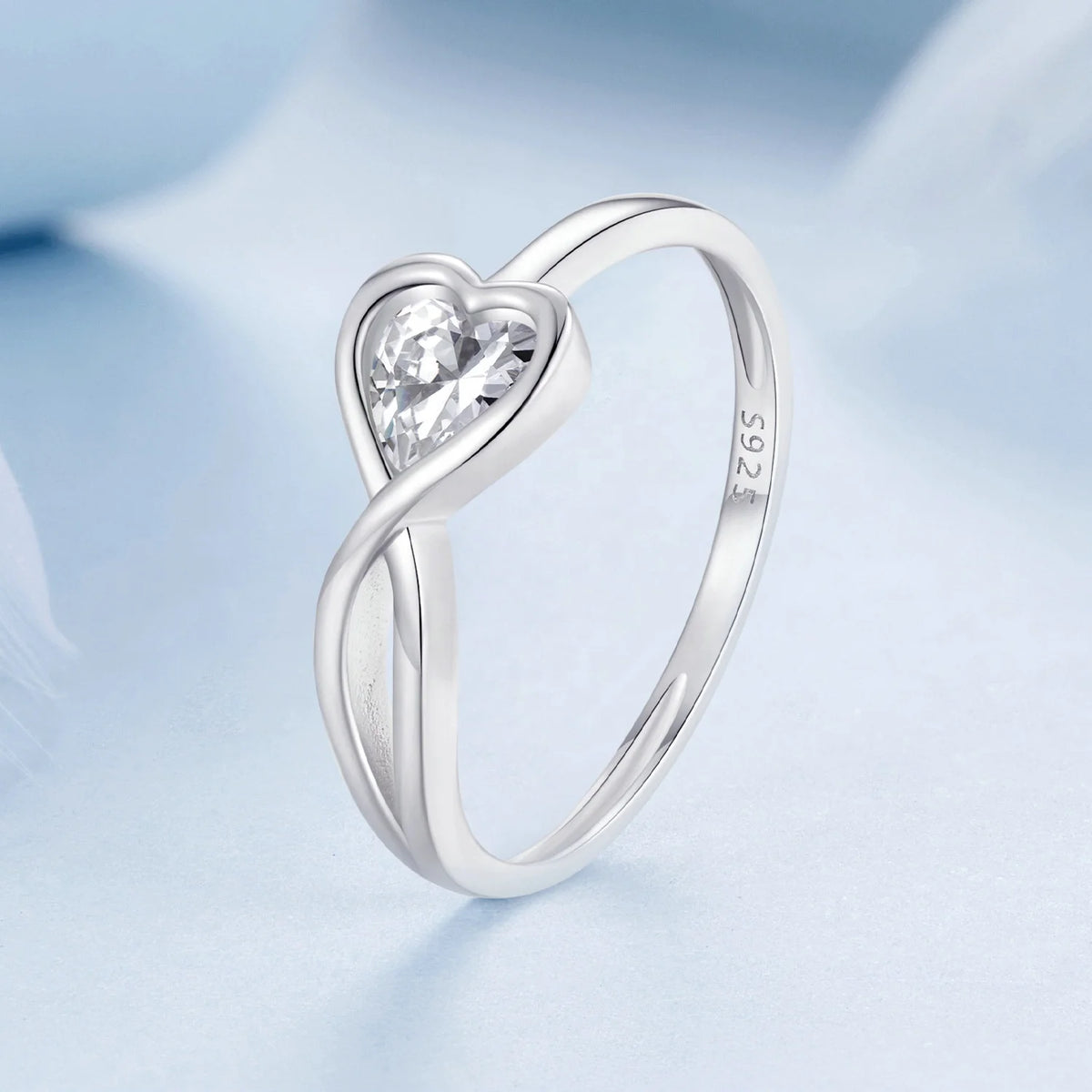 S&S Infinite Love Heart Zirconia Ring & Stud Earrings Set | 925 Silver Platinum Plated | Romantic | S&S Collection