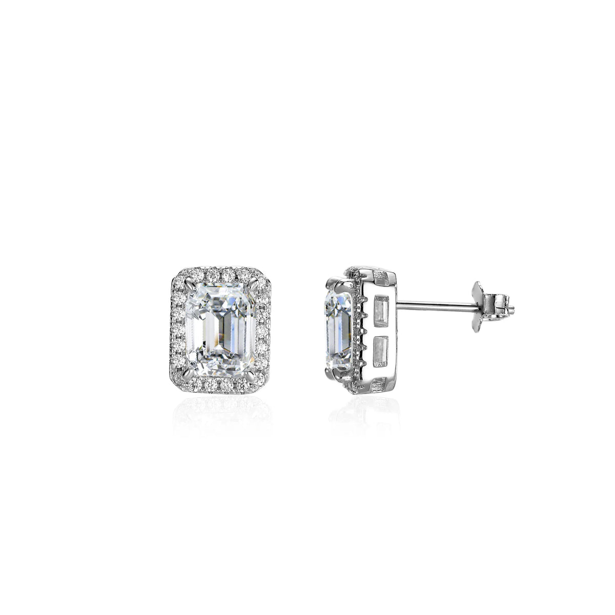 ArtistA Famous Jewellery S925 Silver 2 Carat Emerald Cut Moissanite Ring Pendant Necklace Earrings Jewelry Set for Women