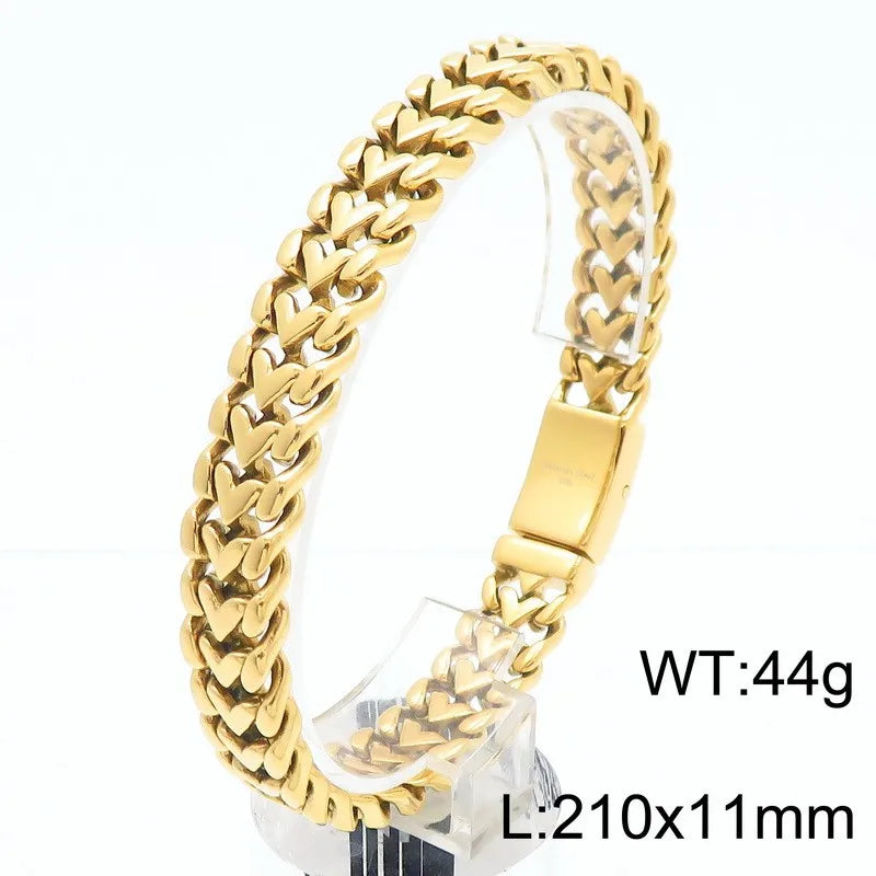 KALEN 210mm Vintage Stainless Steel Bracelet Love Heart Chain Men Bracelet