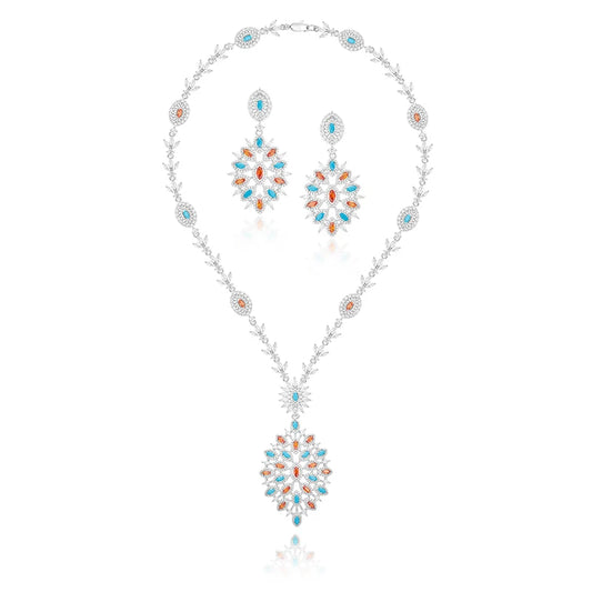 What Are You Still Looking for Premium Jewelry Necklace Earring Set Women's Long Color Sweater Chain