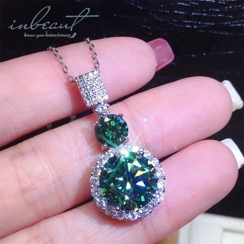 S&S 24ct Green Moissanite 925 Silver Jewellery Set | Ring, Earrings & Necklace | S&S Collection