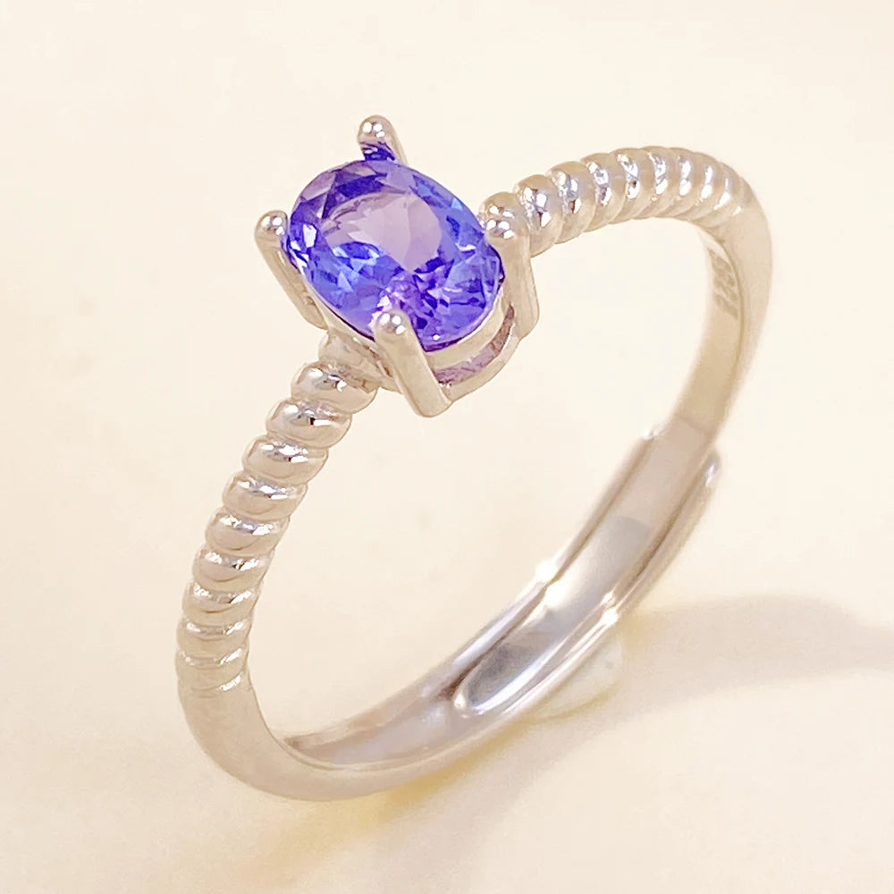 Gioiellieri Fashion Jewelry Rings Natural Tanzanite Classic Gold Plated for Women Low Price 925 Silver Comfortable Fit